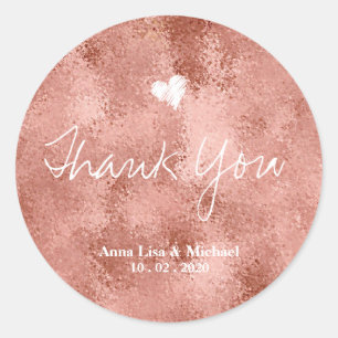 Metallic Faux Roos Gold Wedding Dank u Ronde Sticker