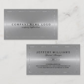 Metallic faux zilver grijs roestvrij staal look visitekaartje (Voorkant / Achterkant)