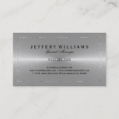 Metallic faux zilver grijs roestvrij staal look visitekaartje (Achterkant)