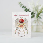 Metallic filigraan Merry Christmas Angel Feestdagenkaart (Staand voorkant)