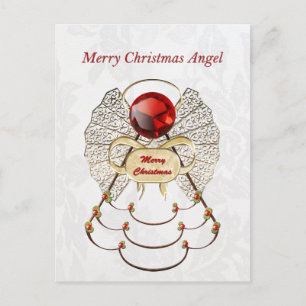 Metallic filigraan Merry Christmas Angel Feestdagenkaart