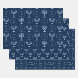 Metallic Filigree Hanukkah Menorah Inpakpapier Vel