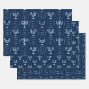 Metallic Filigree Hanukkah Menorah Inpakpapier Vel
