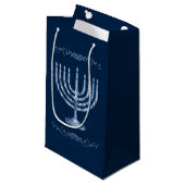 Metallic Filigree Menorah Klein Cadeauzakje (Voorkant Gekanteld)