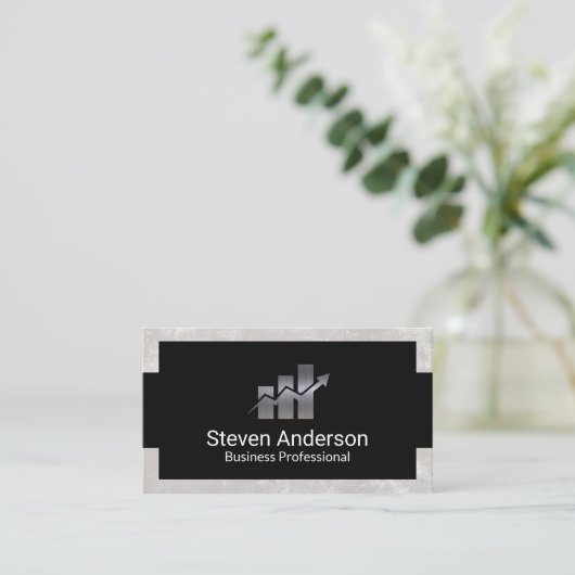 Metallic Finance Logo | staafdiagram Visitekaartje (Staand voorkant)