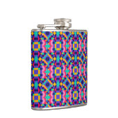 Metallic flask with vibrant geometric pattern  heupfles (Rechts)