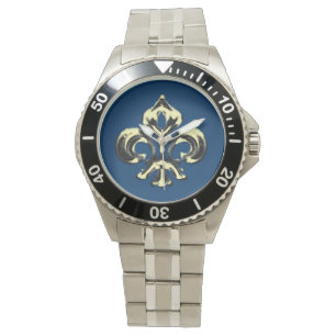 Metallic Fleur de lis (Gold) Horloge
