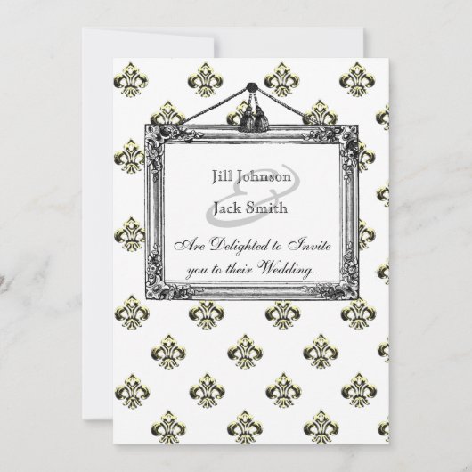 Metallic Fleur de lis (Goud) Bruiloft Kaart (Voorkant)