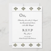 Metallic Fleur de lis (Goud) Bruiloft Kaart (Achterkant)
