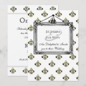 Metallic Fleur de lis (Goud) Bruiloft Kaart (Voorkant / Achterkant)
