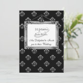 Metallic Fleur de lis (Zilver) Bruiloft Kaart (Staand voorkant)