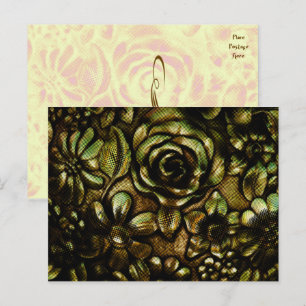Metallic Floral≤1 Briefkaart Sjabloon
