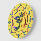 Metallic Floral Om Symbol met blauwe cijfers Grote Klok (Hoek)