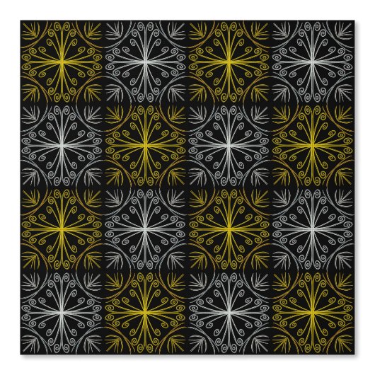 Metallic flower tile abstract behang (Voorkant)