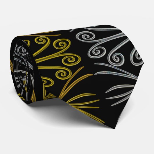 Metallic flower tile abstract stropdas (Opgerold)