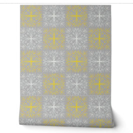 Metallic flower tile gray background behang