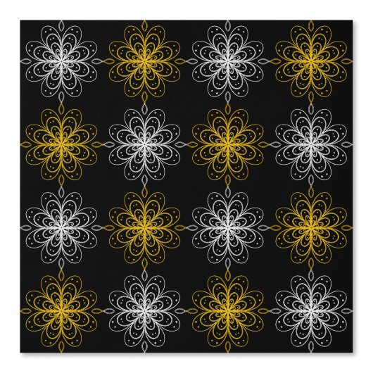 Metallic flower tile gray background behang (Voorkant)