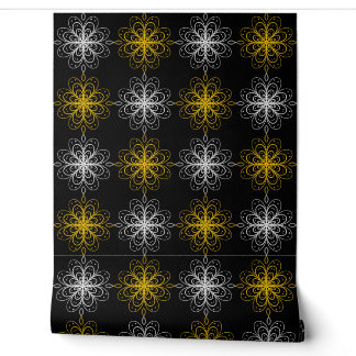Metallic flower tile gray background behang