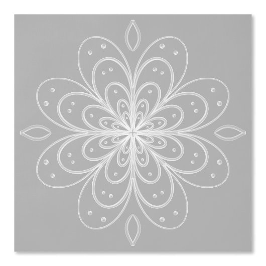 Metallic flower tile gray background behang (Voorkant)
