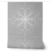 Metallic flower tile gray background behang (Afrollen)