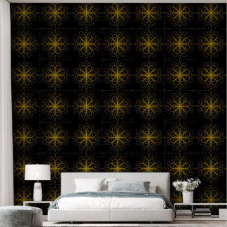 Metallic flower tile gray background behang
