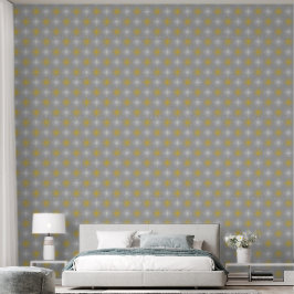 Metallic flower tile gray background behang