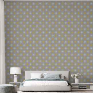 Metallic flower tile gray background behang