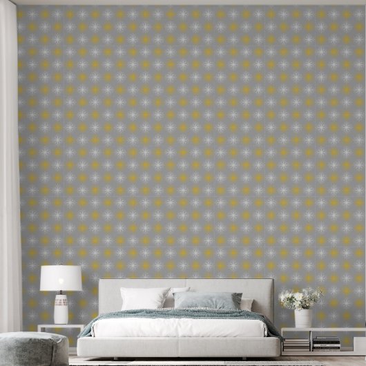 Metallic flower tile gray background behang (Slaapkamer)