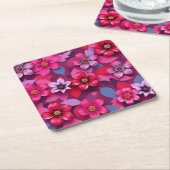  Metallic Flowers Paper Pulp Coaster Set  Kartonnen Onderzetters (Schuin)