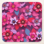  Metallic Flowers Paper Pulp Coaster Set  Kartonnen Onderzetters (Voorkant)