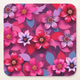  Metallic Flowers Paper Pulp Coaster Set  Kartonnen Onderzetters