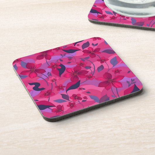 Metallic Flowers Plastic Coaster Set  Bier Onderzetter (Linkerzijde)