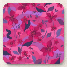 Metallic Flowers Plastic Coaster Set 