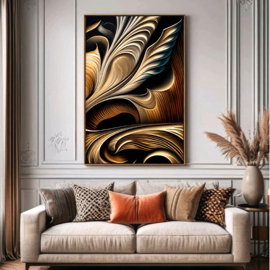 Metallic Fluid Golden Luxury Poster
