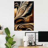 Metallic Fluid Golden Luxury Poster (Thuiskantoor)
