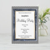 METALLIC FOLIE BLUE LAYER CHEVRON BIRTHDAY KAART (Staand voorkant)