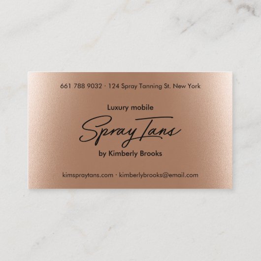 Metallic folie bronzen gouden spray tans modern sc visitekaartje (Achterkant)