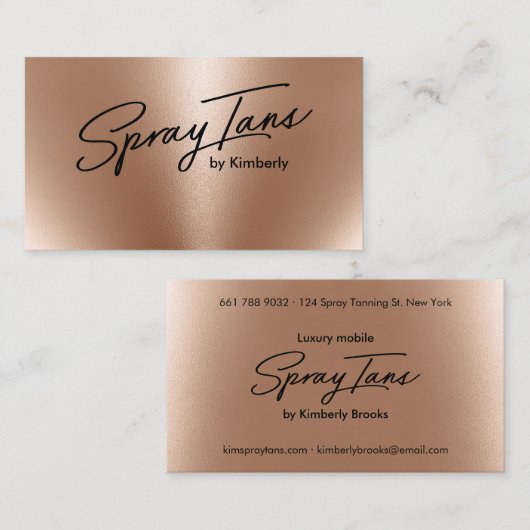 Metallic folie bronzen gouden spray tans modern sc visitekaartje (Voorkant / Achterkant)