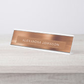 Metallic Folie koper Moderne Elegant Business Bureau Naambordje (Voorkant)