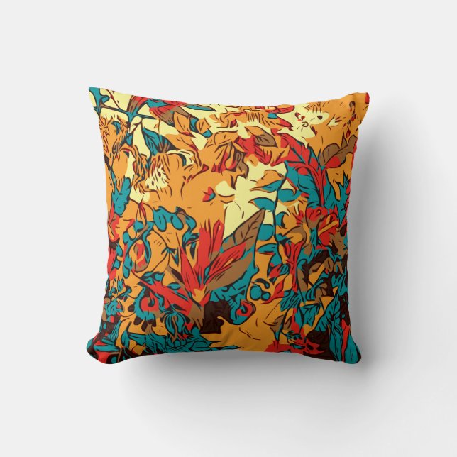 Metallic Forest Retro Electric Red Kussen (Voorkant)