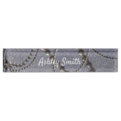 Metallic foto met Pearls Desk Name Bord Naambordje (Voorkant)