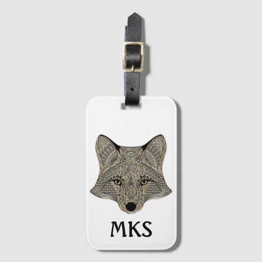 Metallic Fox Face Monogram Bagagelabel (Voorkant (verticaal))