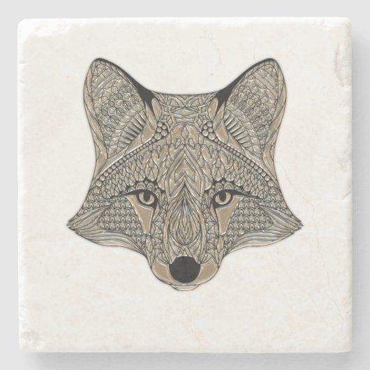 Metallic Fox Face Stenen Onderzetter (Voorkant)