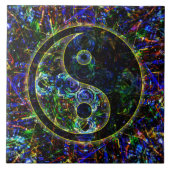 Metallic Future Urban Landscape Yin Yang Symbol Tegeltje (Voorkant)