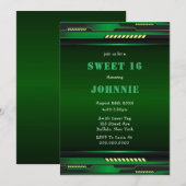 Metallic Futuristic Sweet 16 Birthday Party Invite (Voorkant / Achterkant)