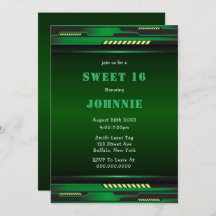 Metallic Futuristic Sweet 16 Birthday Party Invite