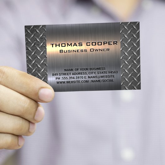 Metallic geborsteld glans | Diamant geplate patroo Visitekaartje