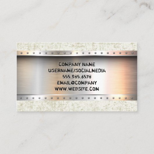 Metallic geborsteld | klinknagels | Grunge-structu Visitekaartje (Achterkant)