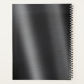 Metallic geborsteld zwart monogram elegant script planner (Achterkant)