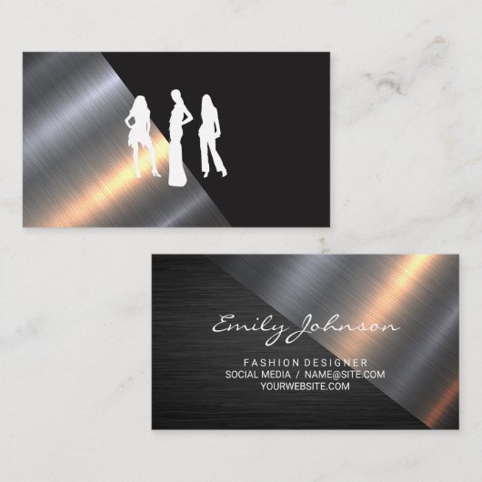 Metallic geborsteld | Zwarte textuur Visitekaartje (Voorkant / Achterkant)